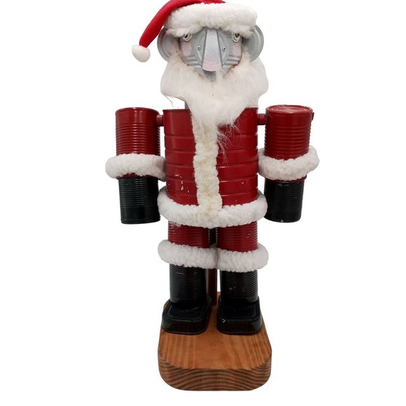 Christmas Folk Art Tin Man Santa Sculpture Wizard Of Oz Assemblage Robot Vintage - Picture 6 of 16